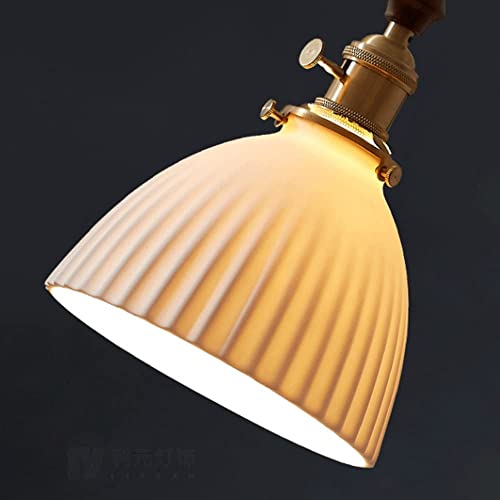 Lampe suspendue rétro en céramique blanche et lustre réglable E27