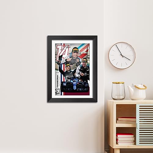 Image of TenorArts Fernando Alonso Poster F1 Driver Posters Formula One Photo Frame Painting with Matt Finish Black Texture (12 inches x 9inches)