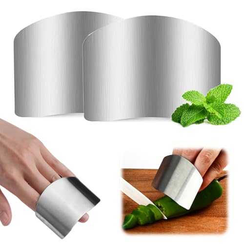 Stainless Steel Finger Guard, 2025 Upgrade Finger Protector for Cutting Food, Safe Slicing Tool for Chopping, Dicing, and Kitchen Food Prep (2 PCS)
