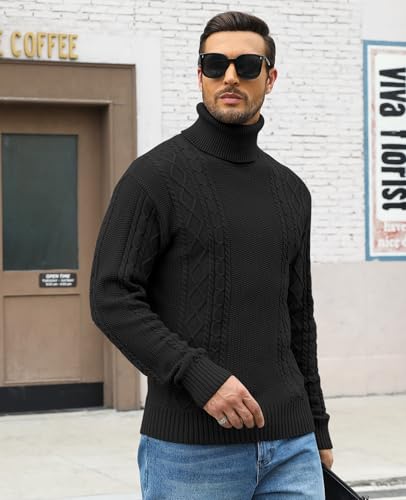 Pull col roulé homme tricoté en maille ajustée pour l'hiver - 5