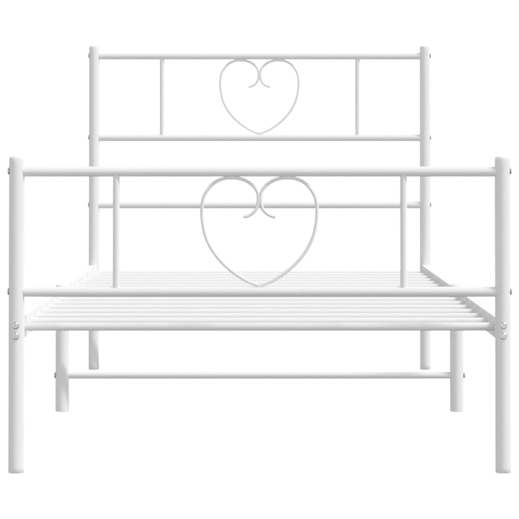Bettgestell Mit Kopf- Und Fußteil Metall Weiß 120x200 Cm - Bettgestell