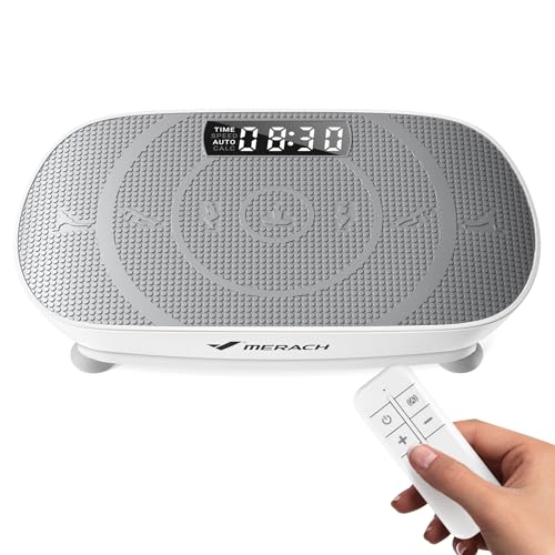MERACH Vibration Plate Exercise Machine, Slim Vibration Plate for Lymphatic Drainage Weight Loss, Vibrating Plate with Real-Time Calorie Tracking on LED Display, Workout Equipment for Home Women Men