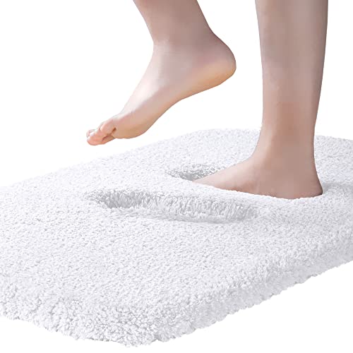 ROLIZOE Ultra Thick Bath Rug for Bathroom Non Slip Bath Mat Highly Absorbent Bathroom Rug Mat Super Soft Bedside Rug Carpet Microfiber Floor Mat 40 x 60cm, White