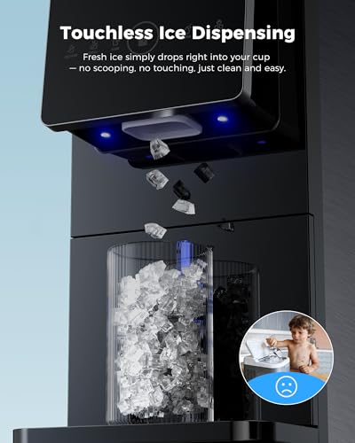 Image of CyberChill Nugget Ice Maker Dispenser, 40lbs Per Day Countertop Pebble Ice Machine with Touch Free Ice Dispensing, Self-Cleaning, Chewable Sonic Ice for Home, Kitchen, Office