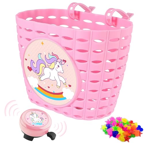 Fahrradkorb Kinder,Fahrradkorb Vorne Kinder, Einhorn,mit Fahrradklingel...