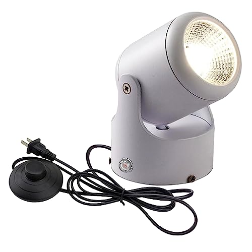 Kiven LED Accent Uplight with Light Sensor, Plug in Spotlight Dusk to Dawn Sensor, 3000K/Warm White LED Spotlight for Plants, Sculpture, Painting, Automatic On/Off, White