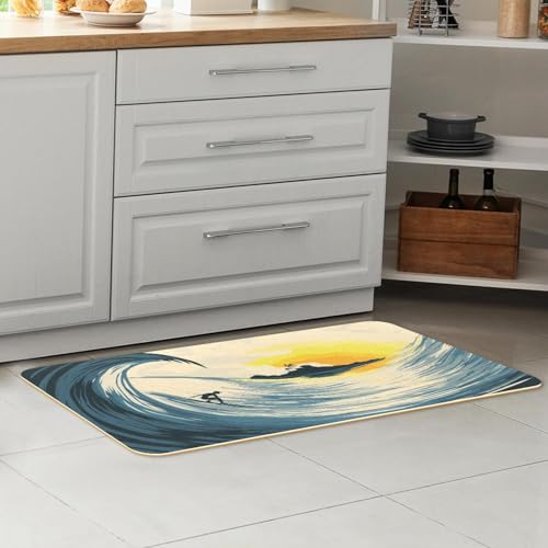 Alfombrillas de cocina para pasillo y cuarto de lavado con diseño surfero absorbente 7