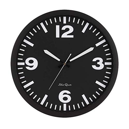 ZHAS Horloge murale décorative d'intérieur Horloge murale minimaliste européenne Horloge électronique à Quartz - Style américain - Salon - Bureau - Restaurant - Hôtel - École - Barbier - Noir (16