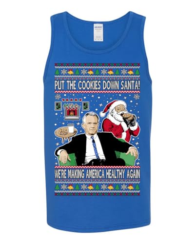 Put The Cookies Down Santa! Make America Healthy Again RFK Funny Republican Ugly Christmas Mens Tank Top2