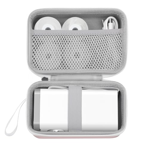 Labels Printer Case Compatible P21 Label Maker, Compatible with Most Mini Label Printers, Carrying Bag Storage Holder for Label Makers Printer & Labeling Tapes(Case Only), Pink