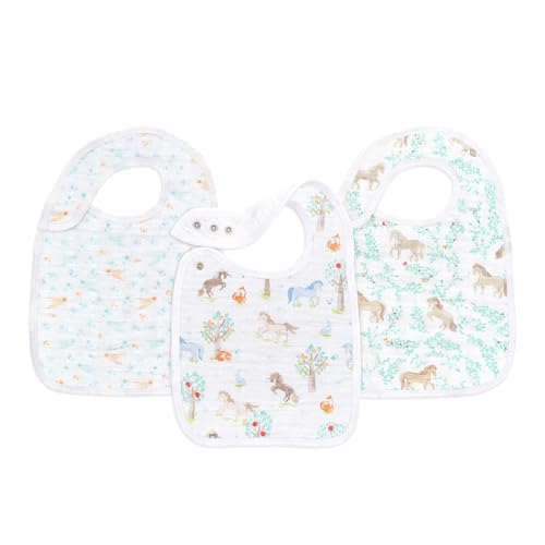 aden + anais エイデンアンドアネイ スナップビブ イヤーオブザホース うま 3枚 セット ビブ スタイ エプロン よだれかけ 赤ちゃん 干支 出産祝い 午 BBADABASNC30025
