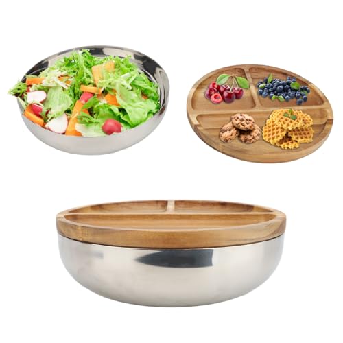 VINGVO Tazón Mezclador de Acero Inoxidable con Tapa de Madera miniatura 6