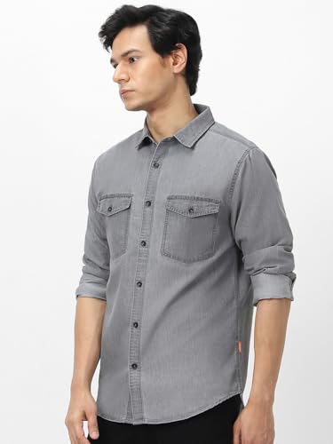 Image of Urbano Fashion Men's Full Sleeve Regular Fit Casual Denim Shirt