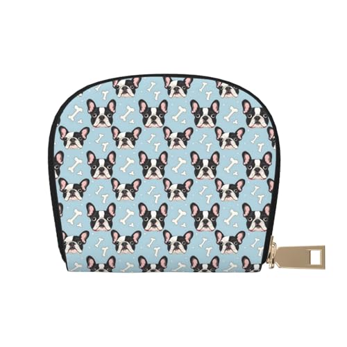 TZTTZT Cartone animato carino Bulldog francese stampa porta carte di credito per donne, porta carte di credito, portafoglio in pelle porta carte di credito