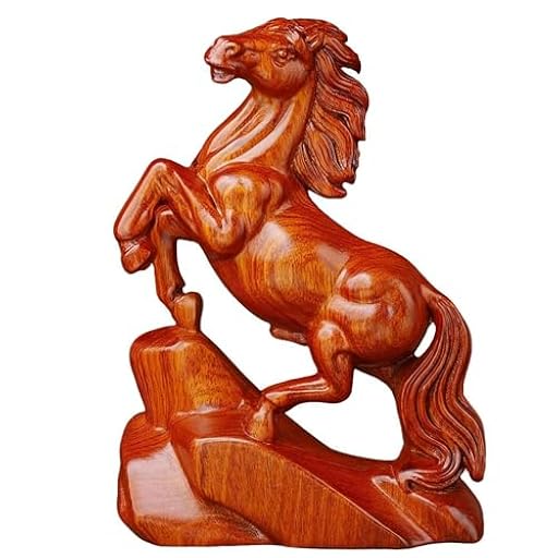 Estatua de caballo, Feng Shui del zodiaco chino del año del caballo, pequeñas figuras de madera de caballos de buena suerte, adornos de mesa para la suerte (rojo) | Ya disponible en tu tienda friki favorita! En mundofriki.es!