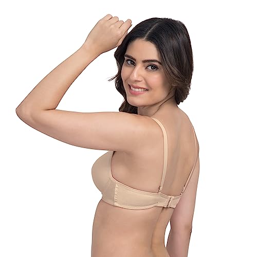 Image of Tweens - Heavily Padded Semi Push-Up Bra - Polyamide Fabric - 3 /4th Coverage, Wireless, Multiway Straps, Seamless - Everyday T-Shirt Bra