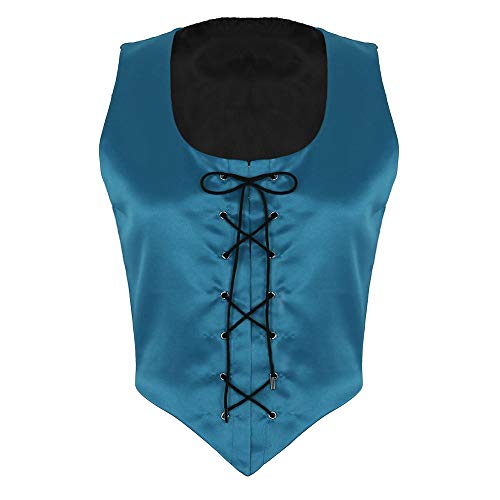 Tasty Life Corsés Medievales para Mujeres, Corsés De Encaje para Niñas Disfraces Renacentistas Cosplay Corsé De Ancho Completo(M,Blue) Cover
