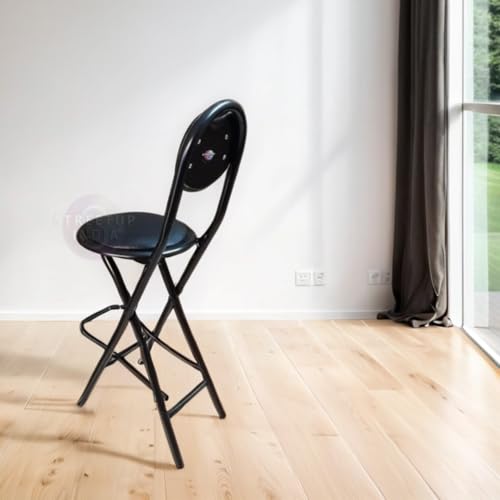 Image of Streetup India 24 Inch Seat Height Folding Stool Chair for Kitchen /Restaurant /Shop Counter| Higher Height Chair Black