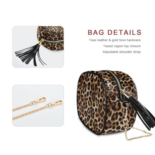 Image of ALAZA Women's Leopard Print Animal Skin PU Leather Crossbody Bag Shoulder Purse with Tassel