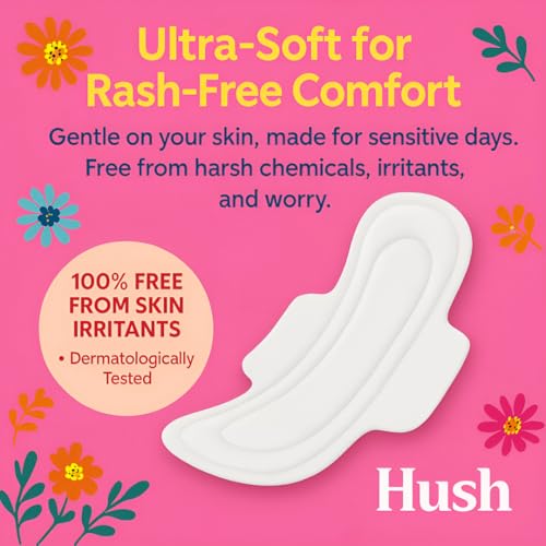 Image of Hush Ultrathin Sanitary Pads | 280mm | Super Absorption | Large Wings | Odour Lock | Comfortable & Long-Lasting Protection | Pack of 6 | XL | 36 Sanitary Pads