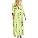 Produktbild iCerber Damen Kleider Maxikleid Lose Kleid Langarm Retro V Ausschnitt Lange Kleider Elegante Bluse Breite Beiläufige Sommerkleider Damen Große Größen(3XL,Gelb)