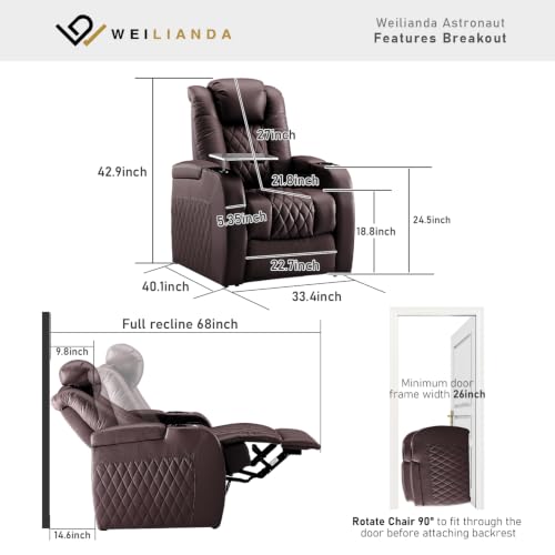 Image of Weilianda Home Theater Seating, Top Grain Leather Movie Theater Chair