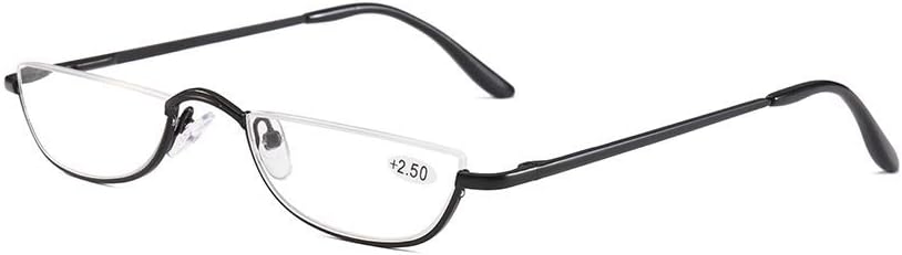Half Frame Reading Glasses Spring Hinges for Men Women Slim Half Moon Lens Readers Metal Semi Rimless eyewear
