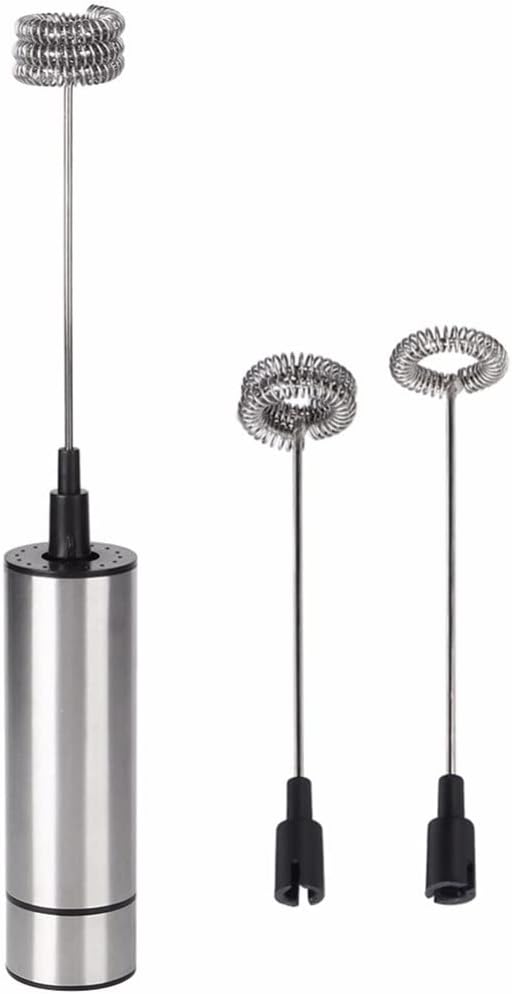 Electric Milk Frother with 3Pcs Stainless Steel Whisk Foamer Maker Handheld Egg Beater Coffee Drinks Mixer Blender for Kitchen