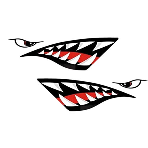 LIOOBO 1 Paire d'autocollants de Bouche de Requin imperméables drôles Dents Bateau Stickers pour Bateau de pêche canoë Voiture Voiture Porte latérale