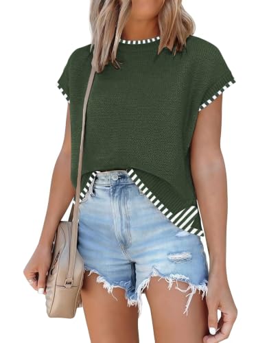 Image of Disamer Cap Sleeve Knit Sweater Tops Sleeveless Vest 2026 Spring Clothes Oversized Summer Tank Trendy Short Sleeve T Shirts