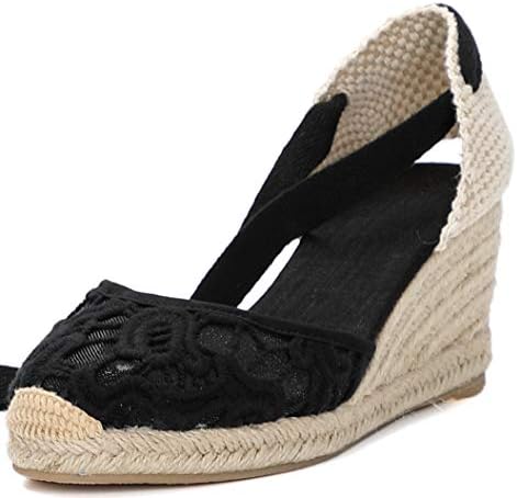 3" Cap Toe Platform Wedges Sandals for Women, Classic Soft Ankle-Tie Lace up Espadrilles Shoes