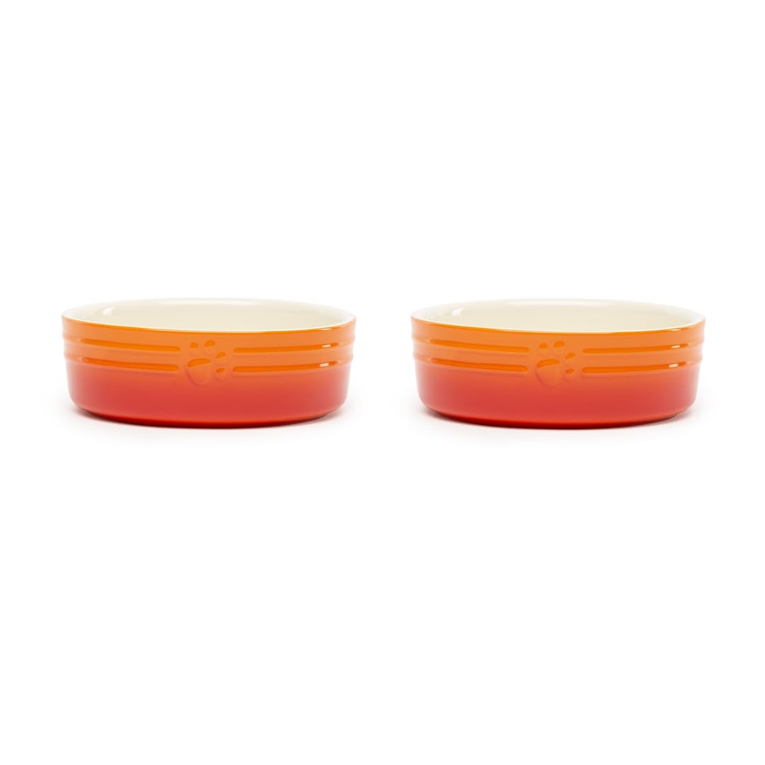 Scruffs Ombre 2pc Ceramic Dog Bowl Set - Orange 15cm