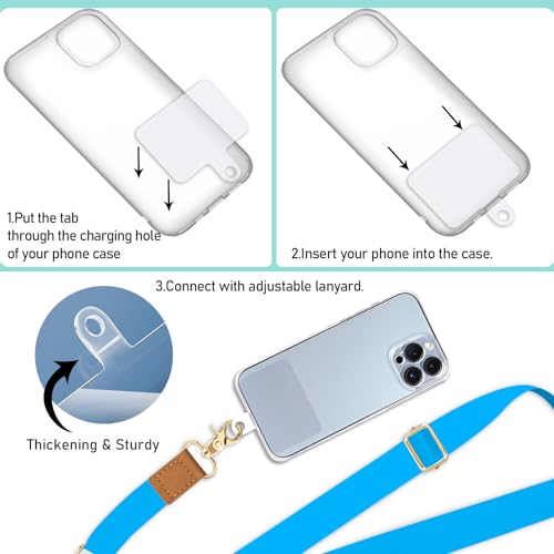 Image of Piefly Cell Phone Lanyard Crossbody Wrist Strap Adjustable for Women Blue | Travel Daily Cruise, Around the Neck, Hands-free, Universal, Fit Keys ID badge, Accessories, Compatible with Most Smartphones