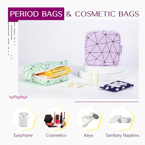 Image of Likesing Period Bag Pouch, Leather Tampon Holder for Purse-Purple | PU Period Pouches for Teen Girls, Women Portable Sanitary Napkin Storage Bag, Feminine Sanitary Bags Emergency Pad Pouch
