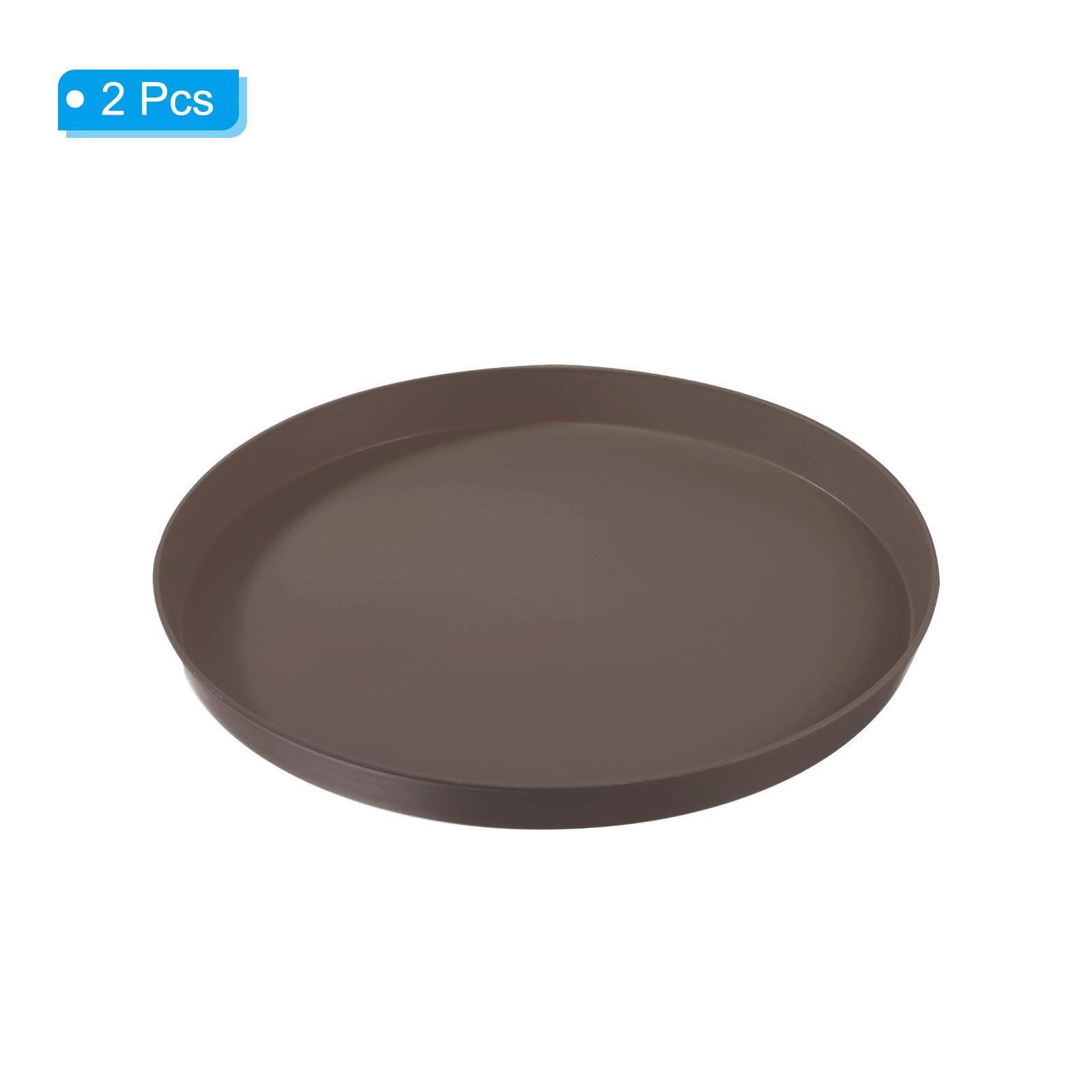 PATIKIL 14" x 1" Redondo Reutilizable Restaurante Servir Bandejas, 2 Paquete Antideslizante Comida Servicios Bandeja Plato para Bar Café Tienda, Marrón