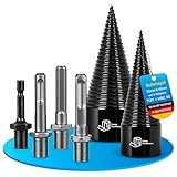 Holzspalter Bohrkegel Set 32mm & 42mm – Spaltbohrer für Holz und Brennholz mit SDS Plus, SDS Max & UNF Adaptern – TÜV-geprüft HRC 50 – Taunus Woodmasters