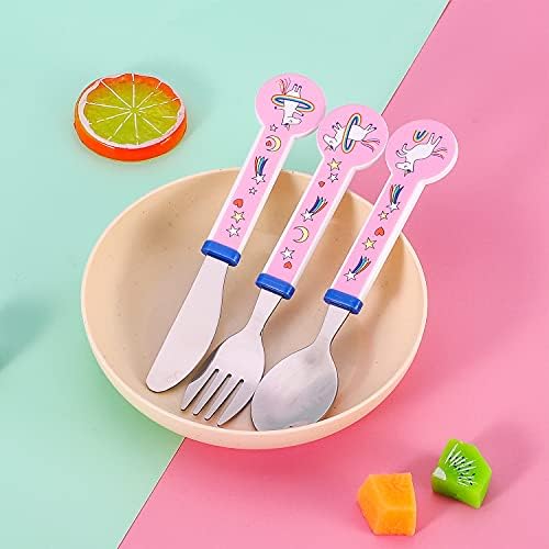 Zawadi Unicorn Children's Kids 3pcs Stainless Steel Cutlery Utensil Set, Knife Fork Spoon