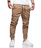 Calça Masculina Jogger Com Punho Camuflada Elástico Confortável (G, BEGE)