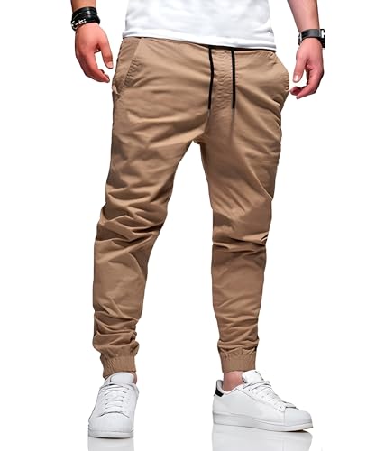 Calça Jogger Masculina Camuflada Jeans Punho Elastano (BR, Alfa, P, Regular, Regular, Bege)