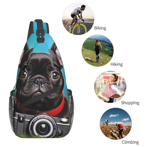 Mochila tipo sling para senderismo con diseño de bulldog miniatura 6