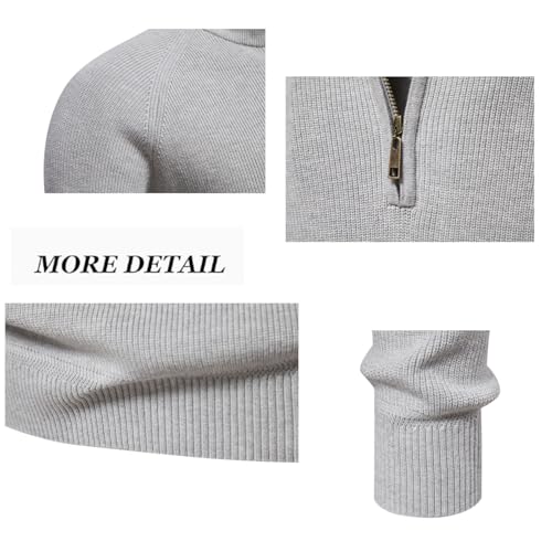 Men's Quarter Zip Up Pullover, Slim Fit Lightweight Mock Neck Long Sleeve Casual Polo Sweaters4