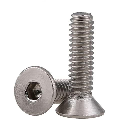 MACHSWON 10 PCS Hex Head Screw Bolts 1/4-20 * 3/8 304 Stainless Steel American Hex Tap Bolts Countersunk Head Socket Thread Hexagon Screws