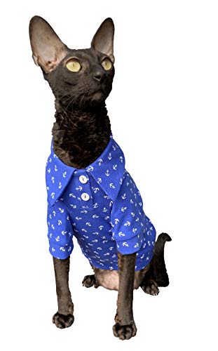 Kotomoda Hairless Cat's clothes cotton Polo Sailor for Sphynx Cats (XS) - Image 4