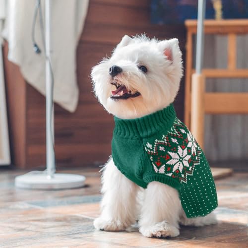 Pullover Kleine Hund, Katzenpullover Weihnachtspulli Hundepullover Yorkie Hundejacke Strick Halten Sie Haustiere Bei Kaltem Wetter Warm, Insbesondere Rassen mit Kurzem Oder Ohne Unterfell, Grün XS