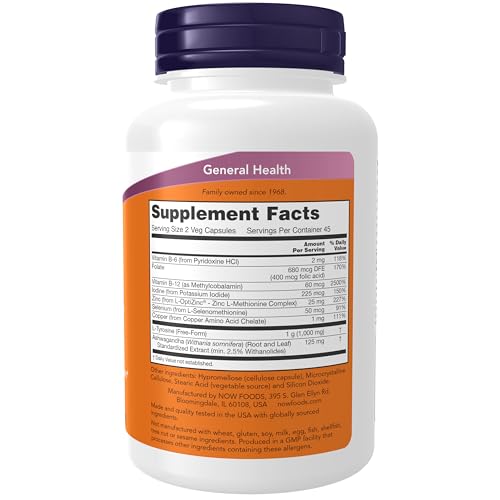 Image of NOW Foods Supplements, Thyroid Energy, Iodine and Tyrosine plus Selenium, Zinc and Copper, 90 Veg Capsules