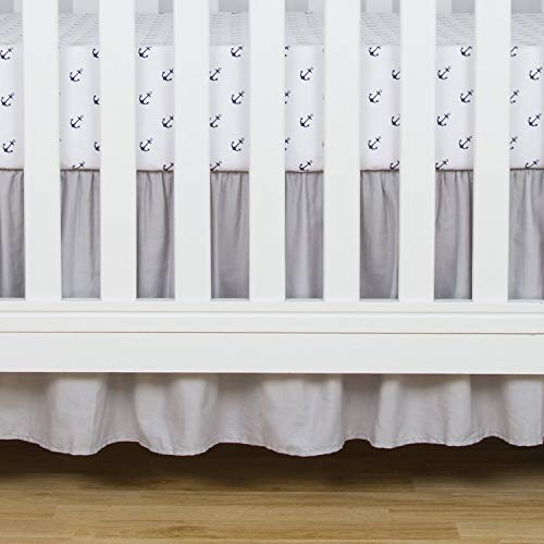 Image of TILLYOU Crib Bed Skirt Dust Ruffle, 100% Natural Cotton, Nursery Crib Bedding Accessory Toddler Bedskirt for Baby Boys Girls, 14" Drop, Pale Gray