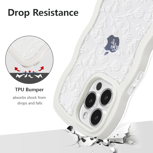 Coque iPhone 14 Pro QLTYPRI silicone transparent motif fleur blanc - 4