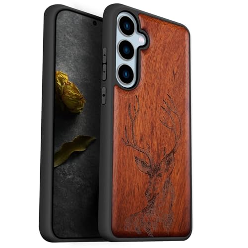 Coque en bois Galaxy S24 FE gravée au laser motif cerf Carveit