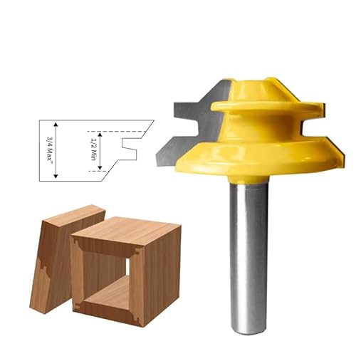 zmart 45�x ���b�N �}�C�^�[ ���[�^�[ �r�b�g 6.35mm�� �p�����H ���l��� �{�I �L���r�l�b�g 1/4 " �V�����N �؍H �ق��� �t���C�X�� 45 Degree Lock Miter Router Bit 6.35mm Shaft Spl