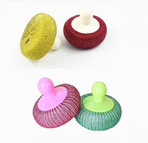 LOMESH 4 Pcs Set Plastic Wire Scouring Scrubber | Scrubbing Pads for Dishwashing Brush with Handle | Kitchen Cleaning Sponge Scrubber Washing Brush for Utensil (B09YRW746L) Amazon Price History, Amazon Price Tracker